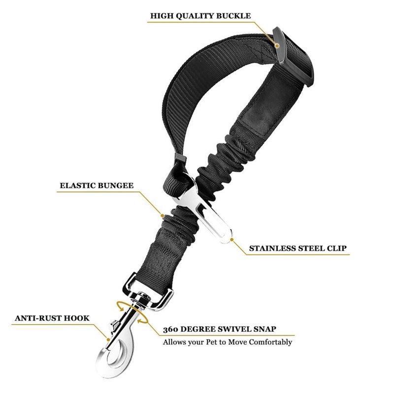 SunGrow Elastic Nylon Ferret Seat Belt, 24â€ - 36â€, Adjustable Black Harness, Elastic Tether with Metal Buckles, 2 Pcs per Pack - Image 2